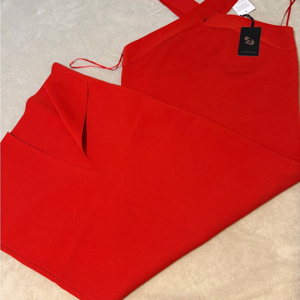 NWT Sincerely Jules Red Midi Dress with Cross-Front Neckline - Picture 5 of 7